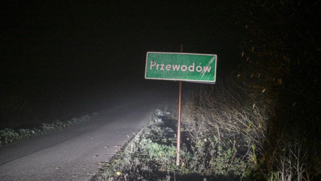Papan nama wilayah Przewodow, Polandia.